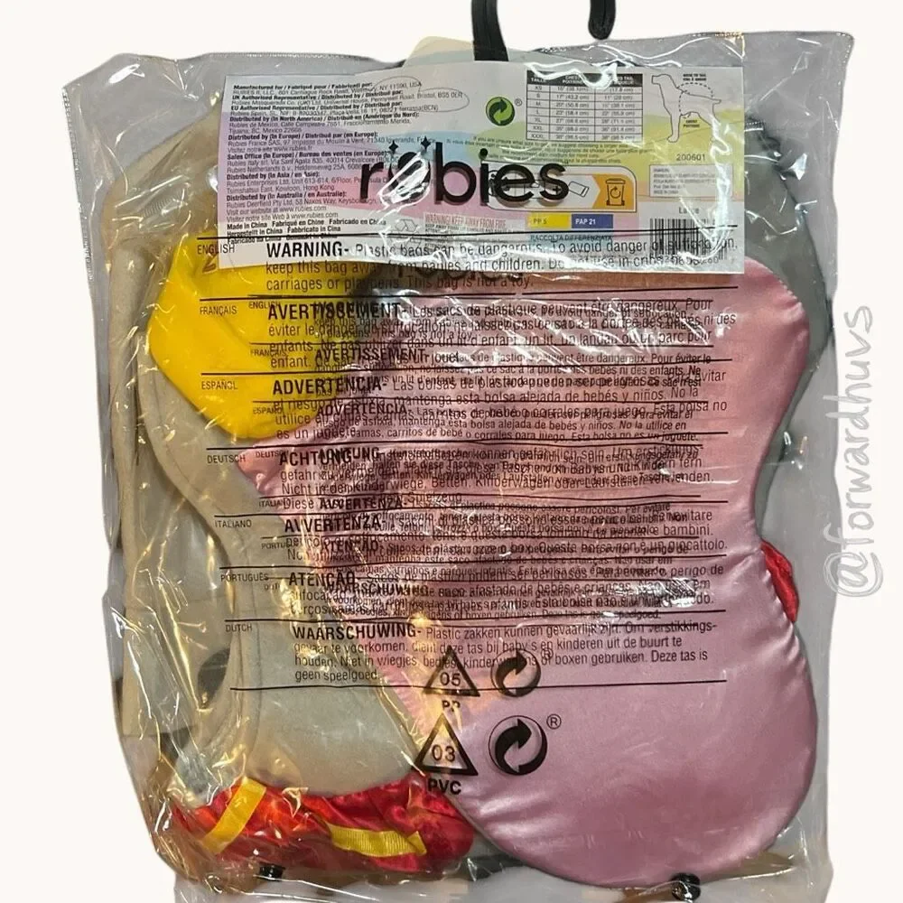 Rubie’s Dumbo Elephant Dog Costume Gray Pink Large Pet Costume Disney